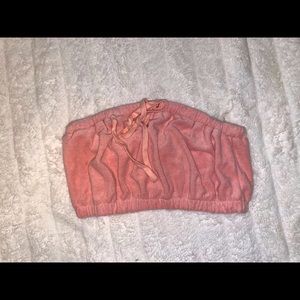 Pink towel material bandeau top